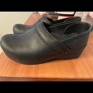 Dansko black oiled clogs